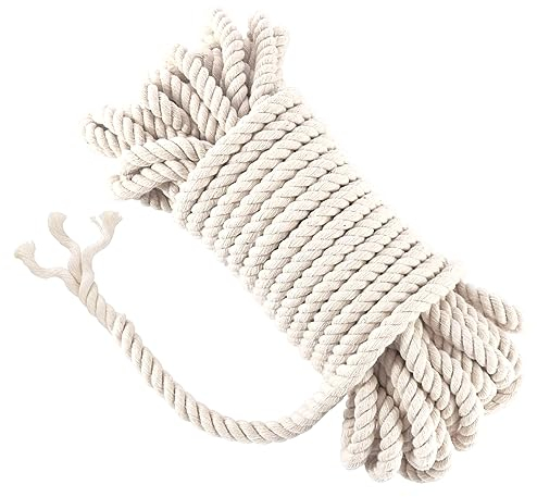 Fhioevt Corda Canapa Macrame Corda 8mm x 20 m Cordoncino Cotone Beige Corda Cotone Macramè Filo Naturale Ccorda Canapa cCordino per Borse Uncinetto,Fai Da Te, Piante Sospese,Decorazione Boho