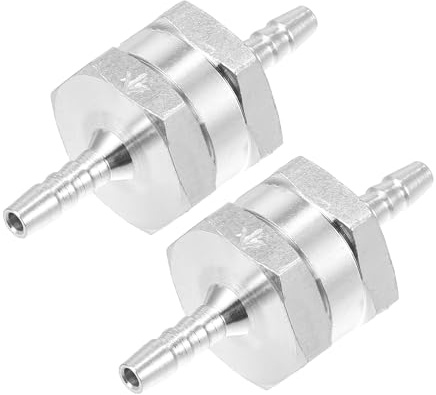 Hihaha Válvula Antirretorno Unidireccional, 2uds, Para Combustible | Color plateado, Material aleación de aluminio, Tamaño 52x25x22mm, Diámetro 2.5mm/4mm, Función anti-retorno, Universal