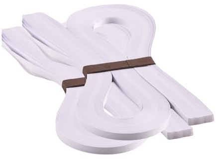 ODETOJOY Strisce di carta per quilling bianche da 5 mm, strisce per quilling da 5 mm, colore bianco, lunghezza 53,8 cm, colore singolo bianco puro, strisce per quilling, 120 pezzi/set (2)