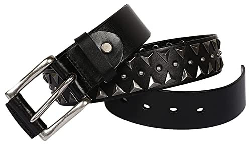 MYIESAXL Nietengürtel für Herren und Damen, Metall-Punk-Rock-Gürtel mit Leder und Hellen Pyramidennieten, Unisex-Gürtel aus Schwarzem Leder, Verstellbare Größe für Jeans und Hosen