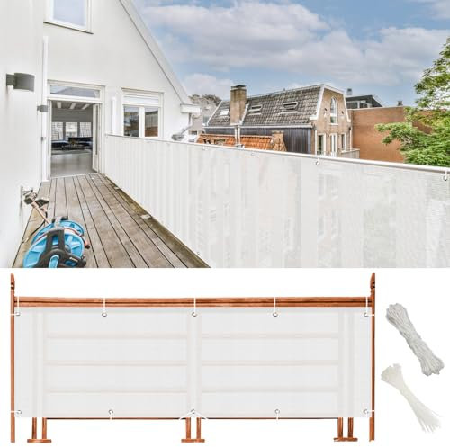 Outdoor Balkon Sichtschutzzaun Sichtschutz 130x200,7 cm Weiß Garten Balkon Sichtschutzmatten für Wind- und UV-Schutz Balkon 130x200cm