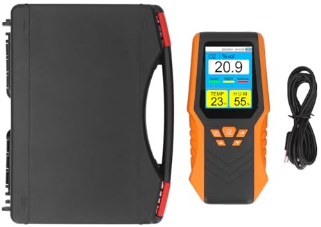 Rilevatore di Gas di Ossigeno, Misuratore di Ossigeno Portatile Gamma 0‑30% Vol Analizzatore di O2 Portatile Ricaricabile per Aula di Ufficio Domestico