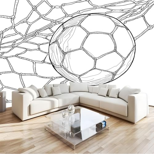 Papel Pintado Pared Panorámico Elementos Deportivos Dibujo De Fútbol 250 x 175 cm Fotomurales No Tejido, Murales Decoración de Pared, Póster Gigante de Pared Personalizado 3D Para Salón Dormitorio