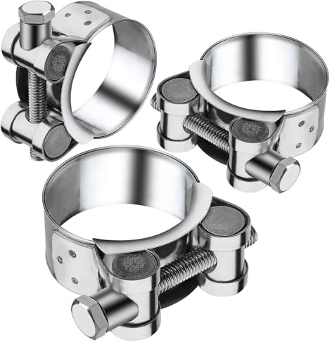 T Bolt Hose Clamps 40-43mm Exhaust Pipe Clamp 3 Pieces Heavy Duty Tube Clamps 304 Stainless Steel Bolt Clip Band Width 20mm for Exhaust Hose Water Pipe Attachment