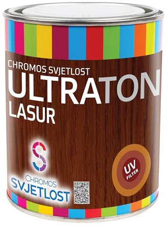 Chromos Svjetlost ULTRATON Lasur Wood Stain – Long-Lasting Exterior & Interior Wood Finish with UV Filter, Breathable, Weather-Resistant, Solvent-Based, (14 Ebony, 0.75 L)