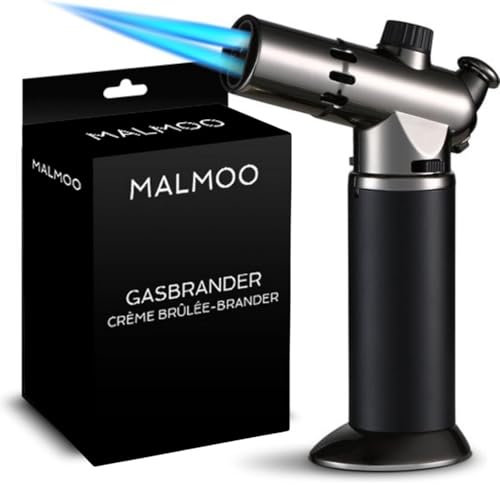 Malmoo Flambierbrenner Gasbrenner Nachfüllbarer Creme Brulee Brenner mit Sicherheitsschloss für die Küche, Gebäck, Desserts, Camping