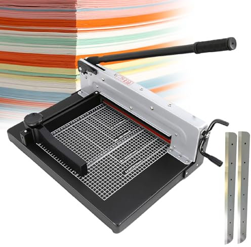Industrial Guillotine Paper Slicer - 12 In Max Cut, ±0.031 Precision W/Removable Handle & 2 Steel Blade Heavy Duty Stack Trimmer For Schools/Print Shops