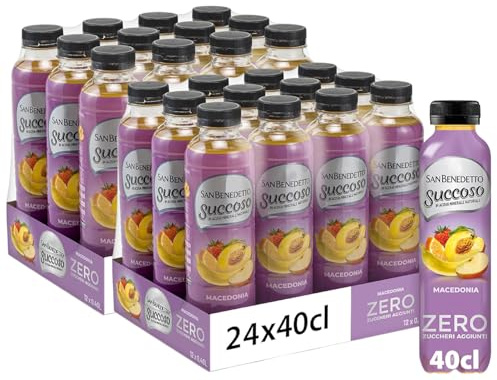 24X Succoso Zero MACEDONIA gusto di Pesca, Banana, Mela, Mandarino e Fragola, Succo di Frutta Senza Zuccheri Aggiunti 400ml (2025)