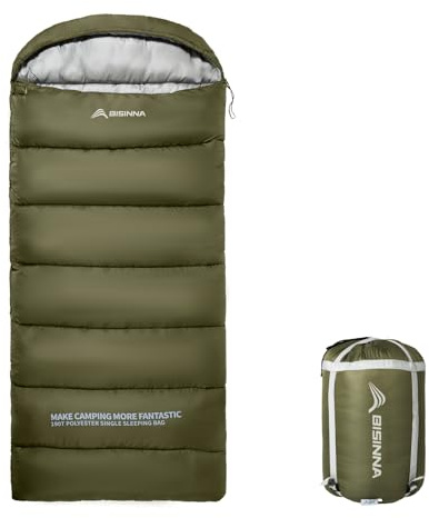 BISINNA Schlafsack Erwachsene Camping Graphene Polyester Geräuscharm - Wasserabweisendes, Atmungsaktiv - 220x90cm für 4 Jahreszeiten (1,8kg/2,5kg)​