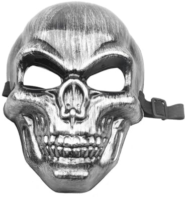 GAJUS 1PCS silberne Totenkopf-Halbmaske, Halloween-Maske, Halloween-Karnevals-Mottoparty, Totenkopfmaske, Totenkopf-Halloween-Maske, Kunststoffmaske, Halloween-Accessoires, Kostümzubehör