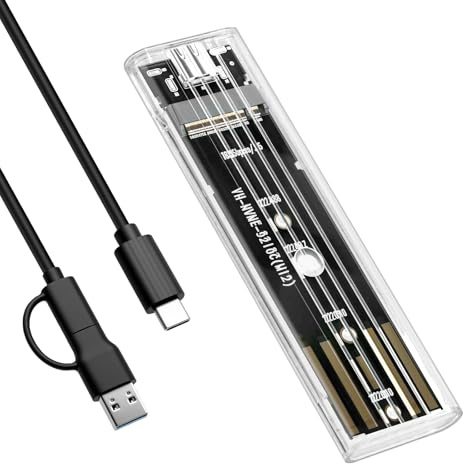 M.2 NVMe SSD Gehäuse USB-C 10Gbps, USB 3.1 Gen2 Adapter für 2230/2242/2260/2280 PCIe M.2 SSDs , UASP Unterstützung, Externes SSD Gehäuse mit Toolfreemontage