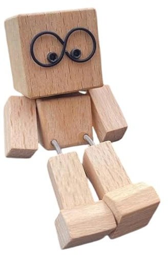 Generisch Wackelnde Holzfigur Mann - Dekorative Holzpuppe beweglich | Schwingende Figur Holz Handarbeit | Wackelfigur lustig kreativ - Deko Schreibtisch Zuhause Geschenkidee