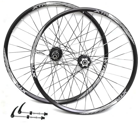 Mountainbike-Laufradsatz 26/27,5/29'' Schnellspanner Felgen Aus Aluminiumlegierung Scheibenbremse 32H Vorder- Und Hinterradnaben Für 7-11-Gang-Kassetten, 120 Klicks(Black,29in)