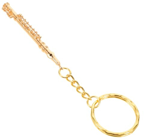 GLEAVI Porte-Clés Flûte Miniature en Métal Doré Pendentif Paquet à Main Musical Vintage Accessoire Rétro pour Amateurs de Musique et Flûtistes Ornement Original pour Clés ou Paquet à