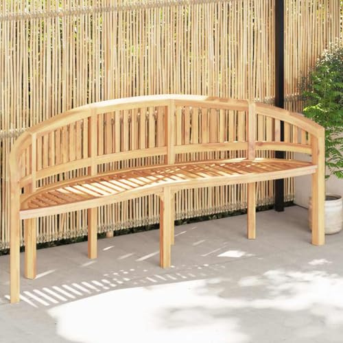 Teenpull Bananenbank 200 cm Massivholz Teakholz, geschliffen, witterungsbeständig, Gartenbank für Terrasse, Veranda, Outdoor-Sitzgelegenheiten