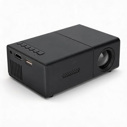 Sxhlseller Proyector, proyector de película portátil 1080P con altavoz integrado y ventilador, enfoque manual y corrección trapezoidal, compatible con smartphone, portátil, TV Stick para el hogar y