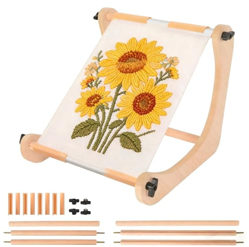 Bastidor de bordado rectangular, soporte ajustable de madera, 30 cm/40 cm, juego de 8 pinzas antideslizantes, aro de bordado de madera para manualidades, bordado, punta de aguja