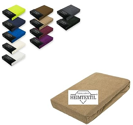 Exklusiv Heimtextil Frottee Spannbettlaken Marke 60-70 x 140 cm 80% Baumwolle, 20% Polyester Öko - Tex Zertifiziert, Markenqualität, Matratzenhöhe bis 10 cm, Sand