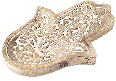 Home Gadgets Plato Decorativo Madera Mano de Fatima 30 cm