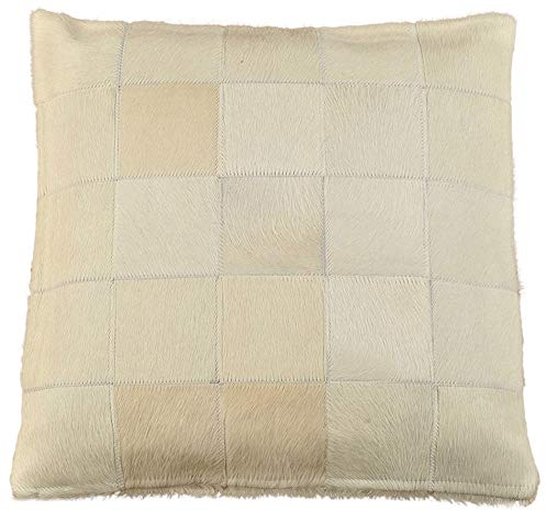 generisch KUHFELL Kissenbezug Weiss 50 x 50 cm Patchwork DEKO Kissen AUS ECHTEM KUHFELL BEIDE Seiten AUS Fell