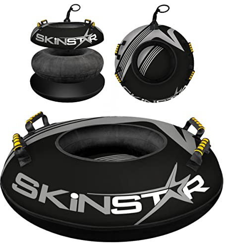 SkinStar Aufblasbare Schlitten Snow Tube Schlitten Bob Rodel Reifen Schneereifen Snowtube mit Griffen Ø100cm Black