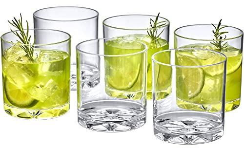 Amazing Abby - Liberty - 12-Ounce Plastic Tumblers (Set of 6), Plastic Drinking Glasses, All-Clear High-Balls, Reusable Plastic Cups, BPA-Free, Shatter-Proof, Dishwasher-Safe