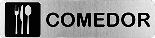 Becral® - Segnale in acciaio inox da pranzo | Targa porta | Segnale informativo | Cartello porta 200 x 50 mm (ref.RD707018)