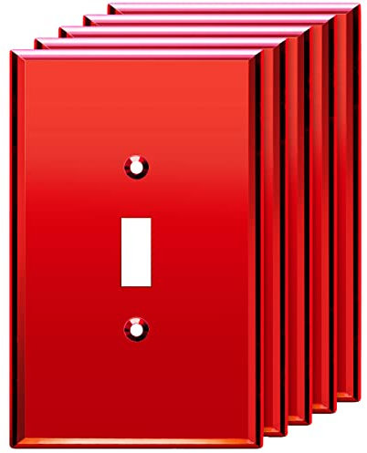 LIDER LWP-11O-ARD5P Lot de 5 plaques murales réfléchissantes en acrylique pour interrupteur à bascule, plaque de couverture en plexiglas, verre acrylique, surdimensionné, 13,3 x 8,7 cm, rouge