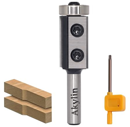 AKYLIN Piastre reversibili, fresa a filo 8 mm, lama in metallo duro sostituibile a 2 lati, fresa a filo con cuscinetto a sfera, fresa per legno per la lavorazione dei bordi