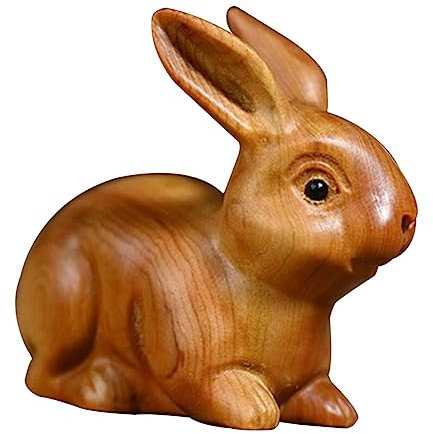 Abaodam Holz Kaninchen Ornament Hase Bastelarbeit Deko Sternzeichen Figuren Handwerk Basteln Dekoration