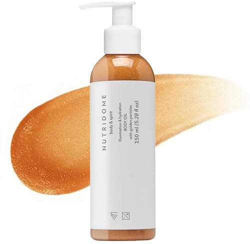 NUTRIDOME Schimmerndes Körperöl - Glow Body Oil for women with jojoba oil & Süßmandelöl - Body Glow, Shimmer Körperöl für Strahlende Haut