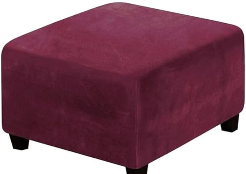 SWJ-swjssb Quadrato Copri Pouf Elasticizzato 40x40 45x45 50x50 80x80 100x100cm Velluto Fodera Poggiapiedi Copri Ottomano Stool Cover Sgabello Copertura Protettiva Elasticizzat(Burgundy,50x50 cm)