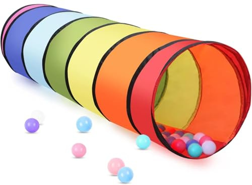 LATERN 180 cm barn lek tunneltält, 46 cm rund öppning baby tunnel färgglad pop up krypande tunnel hopfällbart tält present till pojke flicka husdjur leka inomhus utomhus bakgårdsspel