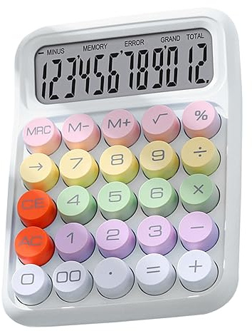 Ejoyous Calculadora, Exquisito Teclado Mecánico Calculadora Electrónica de Colores Eficiente Práctica para la Oficina para la Escuela (White)