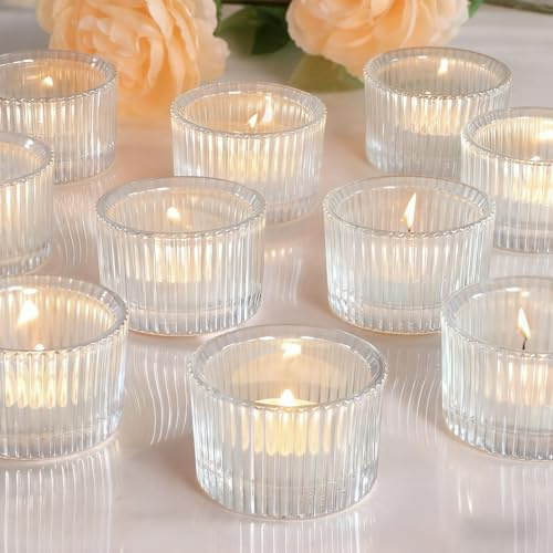XHYASD värmeljushållare glas 12 stycken transparent 5 x 3,5 cm | 12 transparenta värmeljushållare i glas, värmebeständig 5 x 3,5 cm, rimligt enhetspris för bord och evenemang