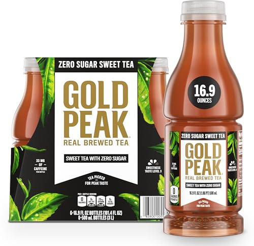 Gold Peak Iced Tea, Zero Sugar Sweet Tea Bottles, 16.9 fl oz, 6 Pack