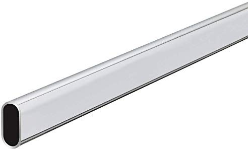 Gedotec Kleiderstange 2500 mm Schrank-Stange Oval Wand-Montage | Schrankrohr Stahl verchromt | Möbelrohr 30 x 15 mm | Möbelstange kürzbar | 5 Stück - Garderobenstange mit 10 Stück Schrankrohrlager