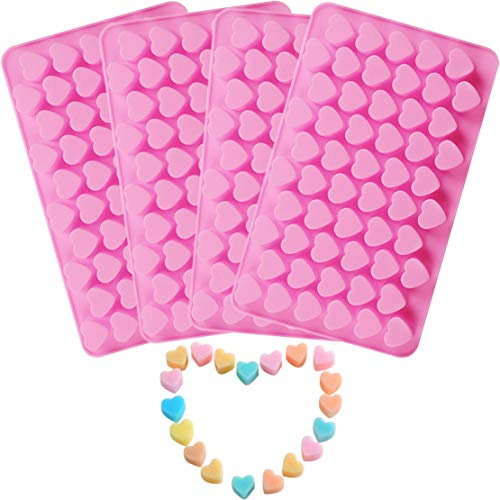 Onwon 4 Pieces Premium Food-Grade Silicone Heart Shape Molds Nonstick Chocolate Candy Ice Cube Sugar Maker Mould Tray Baking Jelly Mold for Valentine's Party Cake Decoration