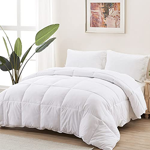 ACCURATEX Duvet Insert King Comforter - 400GSM Fluffy Down Alternative Fill Hotel Collection Heavyweight Comforter,Soft Warm Thick Duvet for Winter, 8 Corner Tabs - Machine Washable,White,104x90