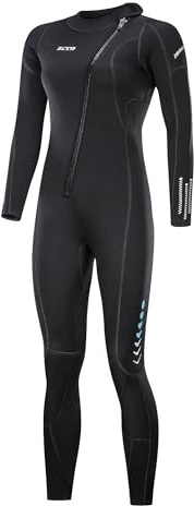 ZCCO Ultra Stretch 3 mm neopren våtdräkt, främre dragkedja hel kroppsdykdräkt, en del för män kvinnor – snorkling, dykning simning, surfing Women's X-Large