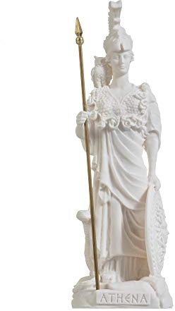 Athena mit Eule Medusa Schild Griechische Göttin Alabaster Statue 26,9 cm