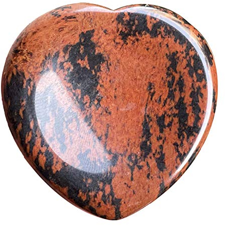 favoramulet Herz Liebe Kristall Daumen Handschmeichler Tasche Handschmeichler Steine für Angsttherapie Geometrie Chakra Heilung Reiki Balancing Mahagoni Obsidian 3,8 cm x 3,8 cm x 0,5 cm