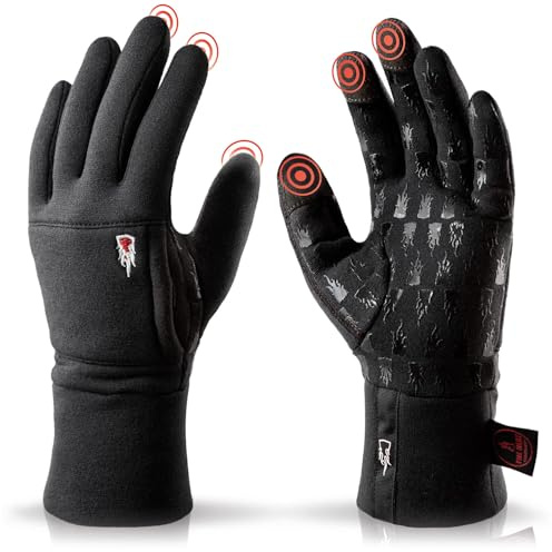 THE HEAT COMPANY - Merino Liner Pro - Sottoguanto Morbido in Lana Merino - Qualità Premium - Guanti Touchscreen per Donne e Uomini - Sportivi - Nero - 10-11 L