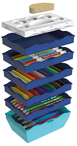 Pelikan 818384 Kreativfabrik Supertower, befüllt mit 54 Teilen (z.B. Bunt-, Filz- und Wachsmalstifte, Knete, Pinsel, Tempera-Farben, etc.) , 1 Stück