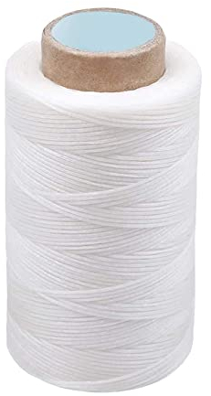 Gewachster Faden, 1mm Dicker Starker Faden, 260m Gewachste Ledernähschnur für Leder DIY, Buchbinden, Schuhreparatur, Lederprojekte, Schwere Stoffe, Taschen - Weiß