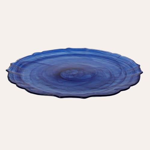 Keyhomestore - Set bestehend aus 6 Stück Glasteller aus Alabaster in blau schattiert, Durchmesser 27,5 cm, ideal als Servierteller für zweite Gänge, Vorspeisen, Gemüse und Dekoration.