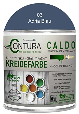 Contura BeGreen 100ml. Kreidefarbe Shabby Chic Möbellack Lack Möbel Farbe Holzlack Natur (03 Adria Blau)