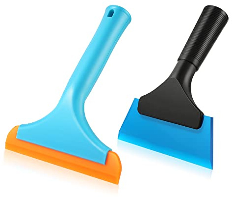 Silicone Squeegee, 2pcs Flexible Rubber Squeegee for Cars Silicone Scraper for Car Window Shower Squeegees for Shower Glass Door Car Windshield Window Cleaning (2 Sizes)