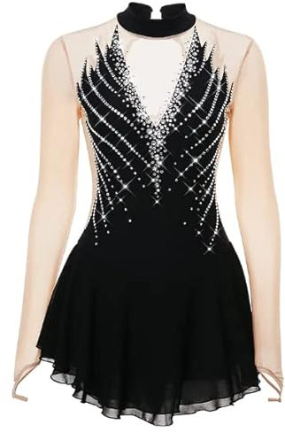 JRUIA Eiskunstlauf Kleid Für Mädchen/Damen Eislauf Wettkampf Eislaufbekleidung Rollschuh Rock Gymnastik Performance Trikots,A,S