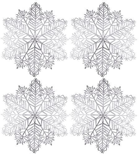 Pieces Christmas Placemats Christmas Table Mats with Snowflakes Heat Resistant Non-Slip Washable Placemats for Christmas Party Kitchen Hotels Restaurant
